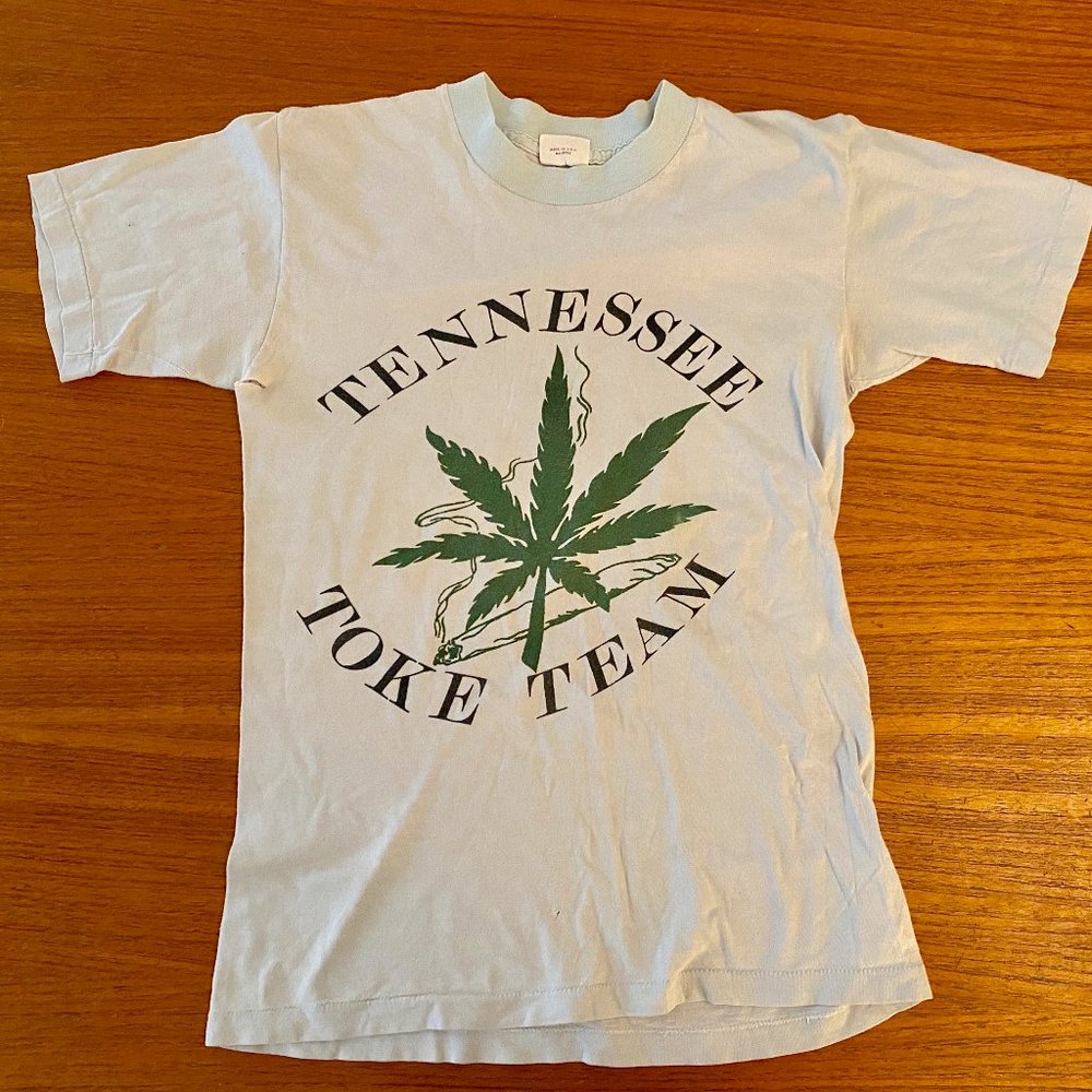 Vintage Tennessee Toke Team T-shirt Belton Single Stitch Tee Size S Light Blue